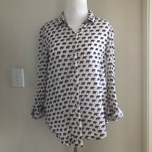 Anthropologie Button-up Elephant Top